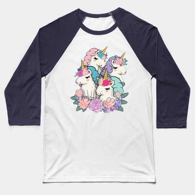 A Blessing Of Unicorns Baseball T-Shirt by PukingRainbow